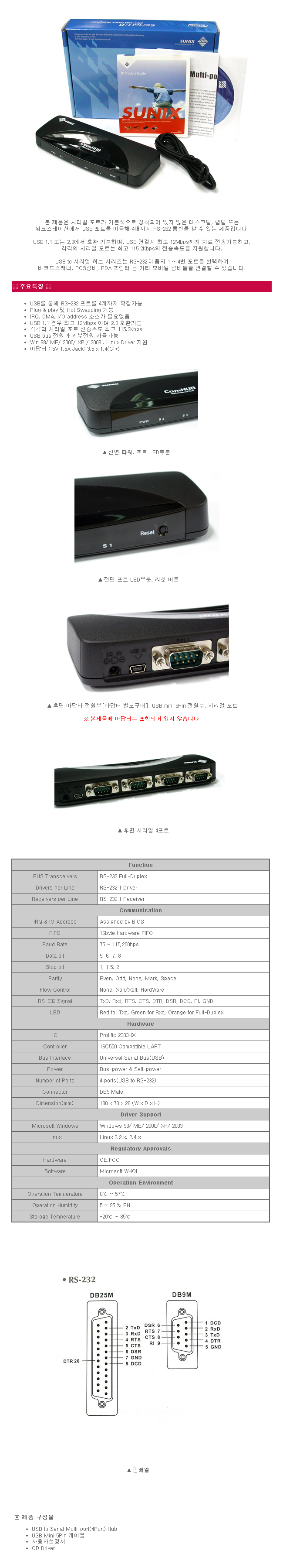 강원전자 넷메이트 UTS4009PN USB to 4포트 시리얼 변환기