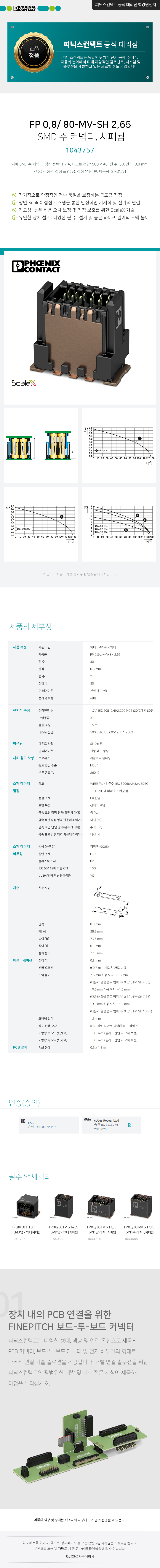 피닉스컨택트 FP 0,8/ 80-MV-SH 2,65 차폐 SMD 수 커넥터 1043757