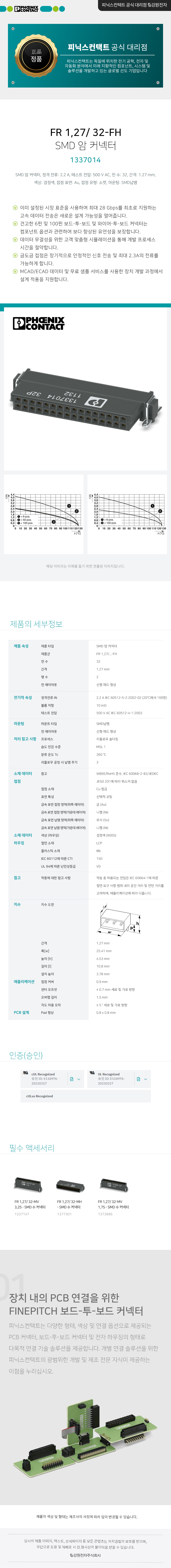 피닉스컨택트 FR 1,27/ 32-FH SMD 암 커넥터 1337014