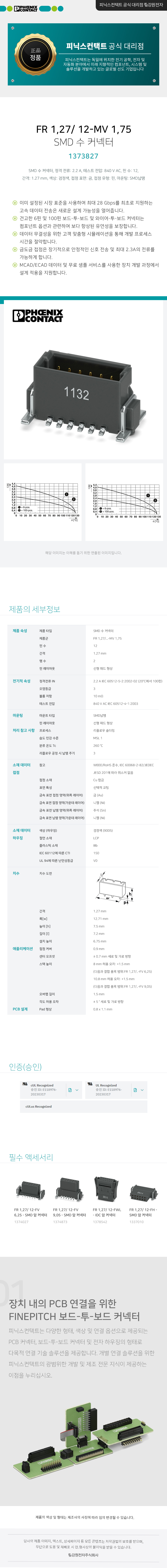 피닉스컨택트 FR 1,27/ 12-MV 1,75 SMD 수 커넥터 1373827