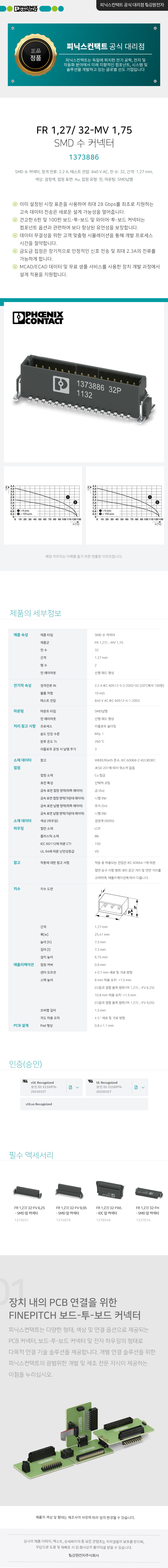 피닉스컨택트 FR 1,27/ 32-MV 1,75 SMD 수 커넥터 1373886