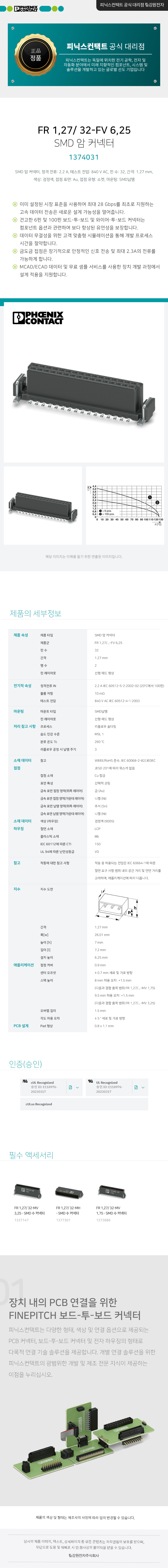 피닉스컨택트 FR 1,27/ 32-FV 6,25 SMD 암 커넥터 1374031