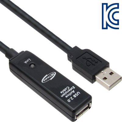 강원전자 넷메이트 CBL-203B-15M USB2.0 리피터 15m (LED/전원 아답터 포함)