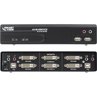 강원전자 넷메이트 IC-312-AUTD 듀얼 DVI KVM 2:1 스위치(USB, Audio)