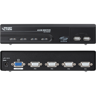 강원전자 넷메이트 IC-314-CUW1 COMBO RGB KVM 4:1 스위치(USB, PS/2 타입 KVM 케이블 포함)