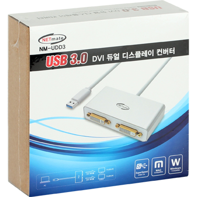 강원전자 넷메이트 NM-UDD3 USB3.0 to DVI 듀얼 디스플레이 컨버터(DVI, HDMI, VGA 지원)