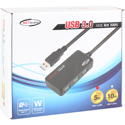 강원전자 넷메이트 NMC-LA305 USB3.0 4포트 허브 + 리피터 5m