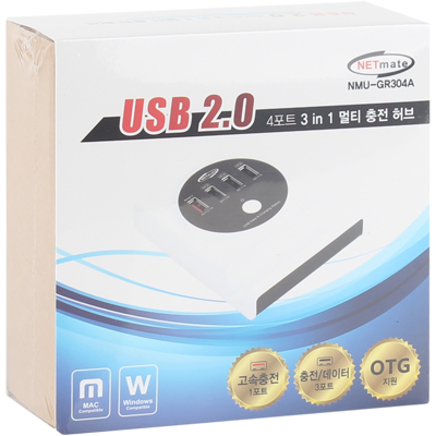 강원전자 넷메이트 NMU-GR304A USB2.0 4포트 3 in 1 멀티 허브(허브+OTG+거치대)