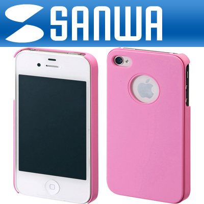 강원전자 산와서플라이 PDA-IPH46P iPhone4·4S 고무 코팅 하드 케이스(핑크)