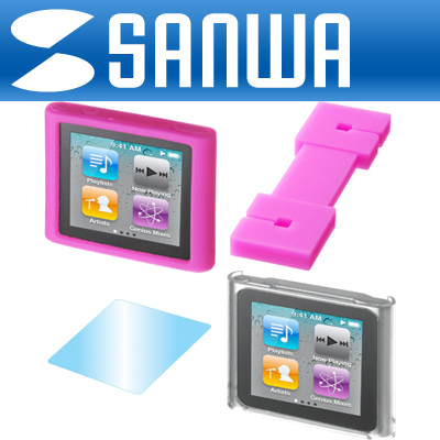 강원전자 산와서플라이 PDA-IPOD70P iPod nano 6세대 액세서리 4종 세트(핑크)