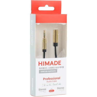 HIMADE(하이메이드) HIMCAB-KAF05FN 스테레오 AUX 연장 케이블 0.5m (블랙)