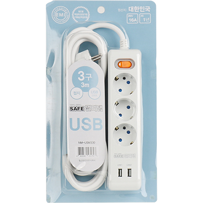 SAFE 멀티탭 NM-USM330 USB 2포트 3구 접지 3m