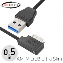 강원전자 넷메이트 CBL-32USPD302MBL-0.5mLA USB3.1 Gen1(3.0) AM-MicroB(Lock) Ultra Slim 케이블 0.5m (왼쪽 꺾임)
