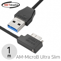 강원전자 넷메이트 CBL-32USPD302MBL-1mLA USB3.1 Gen1(3.0) AM-MicroB(Lock) Ultra Slim 케이블 1m (왼쪽 꺾임)