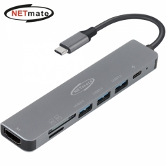 강원전자 넷메이트 NM-TCM01 USB3.0 Type C 3포트 7 in 1 멀티 허브