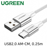 유그린 U-60129 USB2.0 AM-CM 케이블 0.25m (화이트)