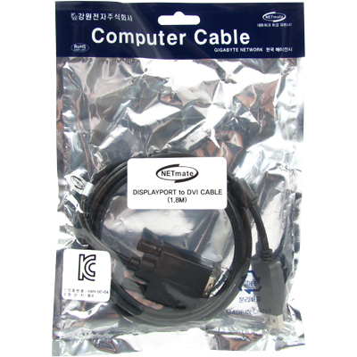 강원전자 넷메이트 DC-D4 (Black) DisplayPort to DVI 케이블 1.8m