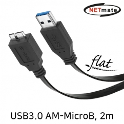 강원전자 넷메이트 USB3.0 MicroB FLAT 케이블 2m (블랙)