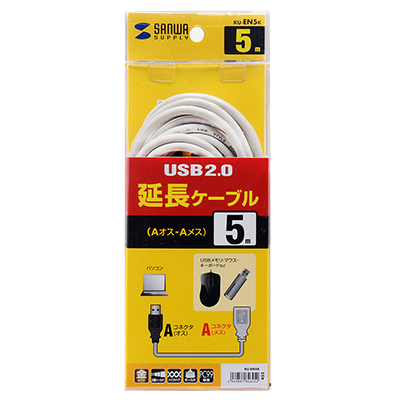강원전자 산와서플라이 USB2.0 연장 AM-AF 케이블 5m KU-EN5K