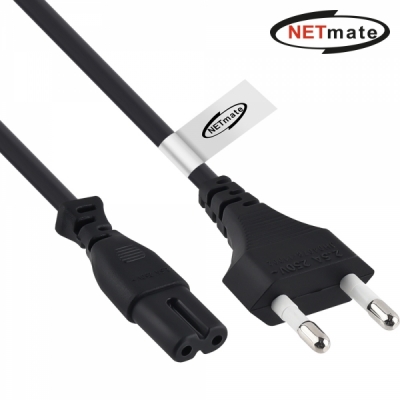 강원전자 넷메이트 220V 전용 2구(8자) AC 파워 케이블 0.6m(블랙)