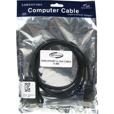 강원전자 넷메이트 DC-V4 (Black) 1.8M DisplayPort to VGA 케이블 1.8m