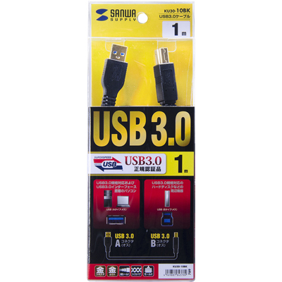 강원전자 산와서플라이 KU30-10BK  USB3.0 AM-BM 케이블 1m (블랙/USB-IF 인증)