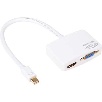 강원전자 넷메이트 NM-DVH2 Mini DisplayPort to VGA & HDMI 컨버터(무전원)