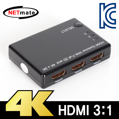 강원전자 넷메이트 NM-HS302 4K 지원 HDMI 3:1 선택기(리모컨)