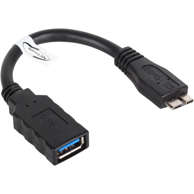 강원전자 넷메이트 NM-OTG08 USB3.0 AF-MicroB OTG 케이블 0.15m (블랙)