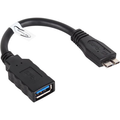 강원전자 넷메이트 USB3.0 AF-MicroB OTG 케이블 0.15m (블랙)