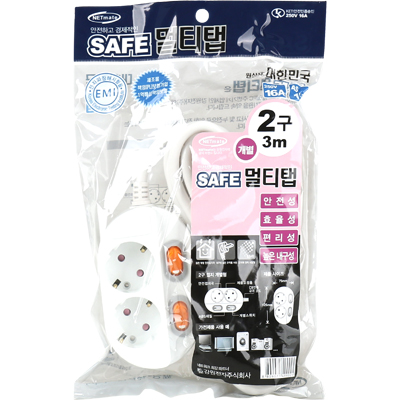 강원전자 넷메이트 SAFE 멀티탭 2구 개별 접지 3m