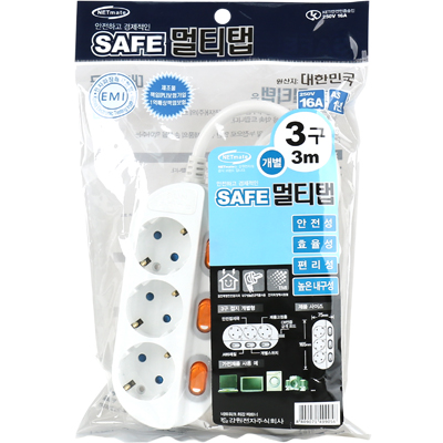 강원전자 넷메이트 SAFE 멀티탭 3구 개별 접지 3m