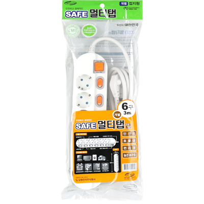 강원전자 넷메이트 SAFE 멀티탭 6구 개별 접지 3m