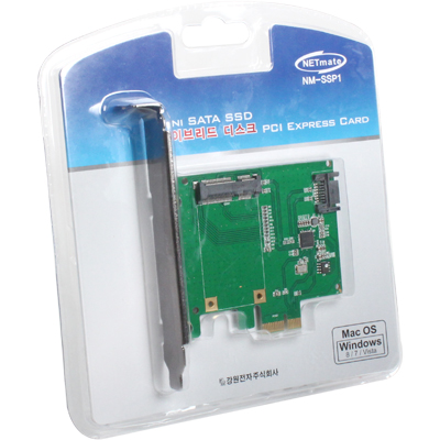 강원전자 넷메이트 NM-SSP1 Mini SATA SSD 하이브리드 디스크 PCI Express 카드(Asmedia)