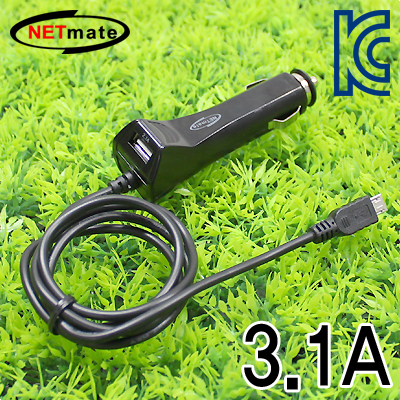 강원전자 넷메이트 차량용 USB 충전 시거잭(마이크로 5핀 케이블 일체형 + USB 1포트)