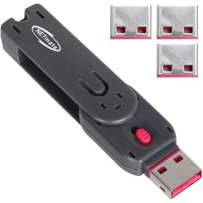 강원전자 넷메이트 스윙형 USB포트 잠금장치(레드) NM-UL01R