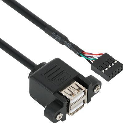 강원전자 넷메이트 USB2.0 2포트 메인보드 연결 판넬형 케이블 0.5m NM-UBC05