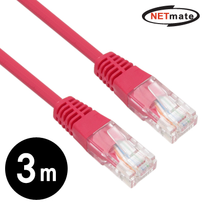 강원전자 넷메이트 CAT.5E UTP 다이렉트 케이블(레드) 3m NMC-U503R