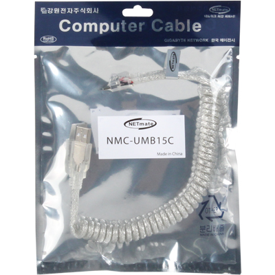 강원전자 넷메이트 USB2.0 AM-Micro 5핀 스프링 케이블 1.5m