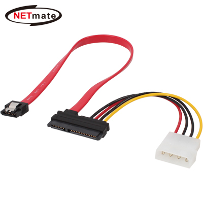 NETmate NMP-ST309 SATA3 22Pin 데이터/파워 Flat 케이블(Lock) 0.3m