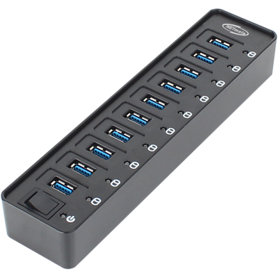 강원전자 넷메이트 NMU-HY10 USB3.0 10포트 유전원 허브(12V3A 전원 아답터 포함)