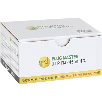 강원전자 플러그마스터 UTP CAT.5E RJ-45 8P8C 플러그(클리어) - Three Prongs 핀(100개)