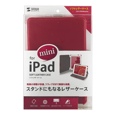 강원전자 산와서플라이 PDA-IPAD46R iPad mini 소프트 PU가죽 케이스(레드)