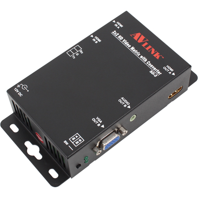 강원전자 넷메이트 멀티포맷 2:2 매트릭스 분배기(입력 HDMI x2, 출력 HDMI & VGA) SD-2