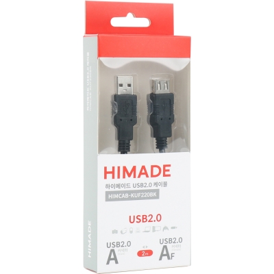 HIMADE(하이메이드) HIMCAB-KUF220BK USB2.0 연장 AM-AF 케이블 2m (블랙)