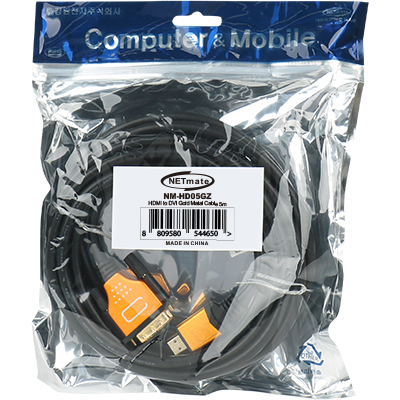 강원전자 넷메이트 HDMI to DVI Gold Metal 케이블 5m