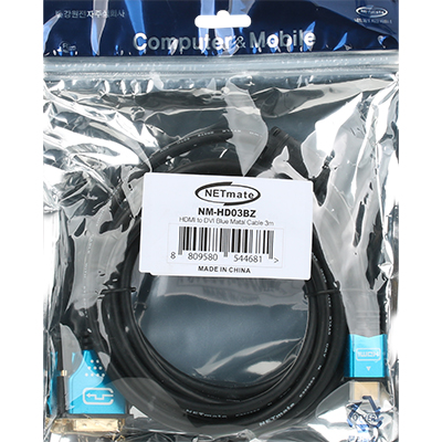 강원전자 넷메이트 NM-HD03BZ HDMI to DVI Blue Metal 케이블 3m