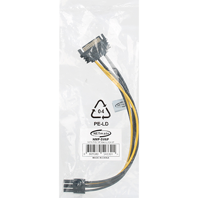 강원전자 넷메이트 SATA 파워 15핀 to PCI-E 6핀 전원 케이블