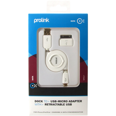 프로링크 MP017 MP시리즈 iDock·마이크로 5핀 USB 자동감김 케이블 (OFC/24K금도금)(2/2)