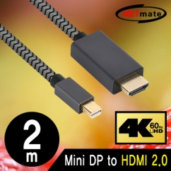 강원전자 넷메이트 Mini DisplayPort 1.2 to HDMI 2.0 케이블 2m